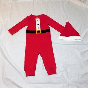 Baby First Christmas Santa Outfit Costume Pajamas Hat 9 & 12 Months Unisex NEW